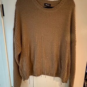Blue B Tan Sweater with Chic Embellishments